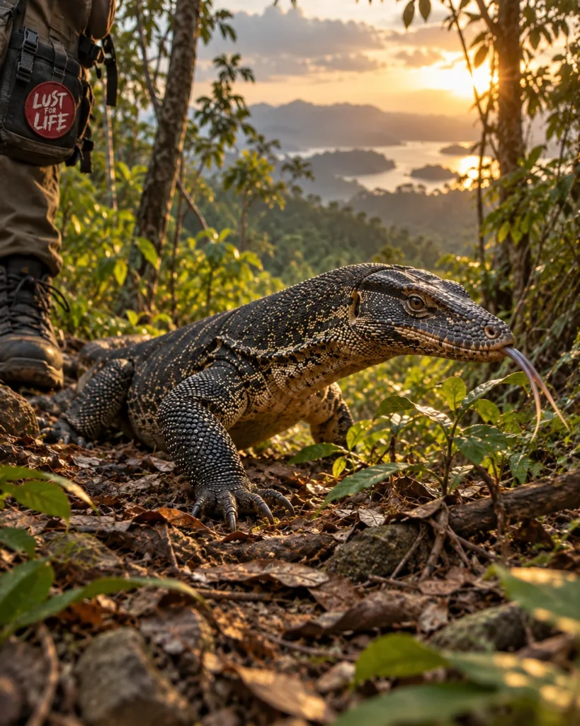 Close wildlife encounter in a tropical forest documented during a field expedition
