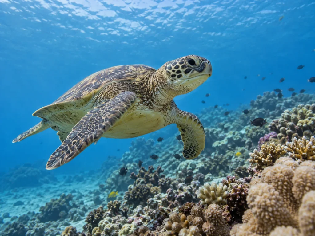 Marine wildlife encountered in a natural underwater environment